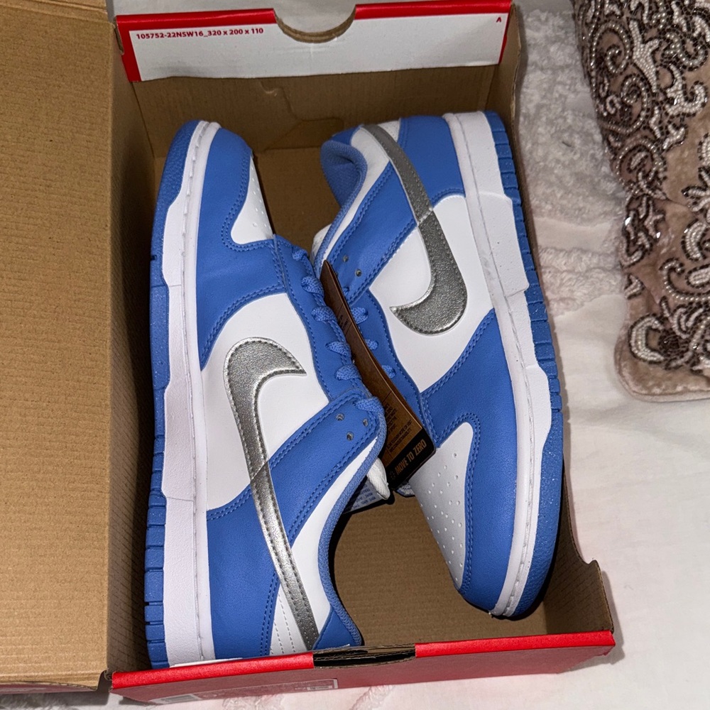 Nike Blue, White and Silver Low-Top Sneakers
